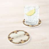 Golden Flowers Red Edelsteen Sandstone Onderzetter (Zijkant)