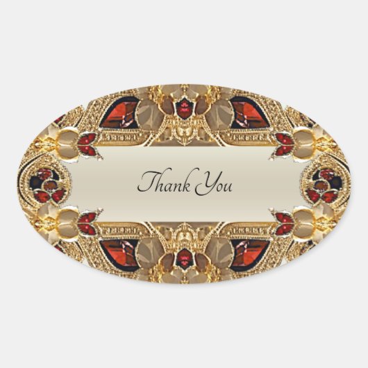 Golden Flowers Red Edelsteen Seal Sticker (Voorkant)