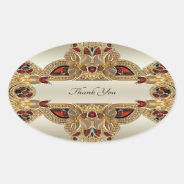 Golden Flowers Red Edelsteen Seal Sticker