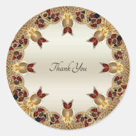 Golden Flowers Red Edelsteen Seal Sticker