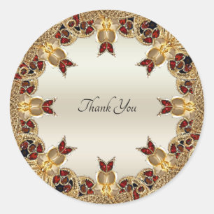 Golden Flowers Red Edelsteen Seal Sticker
