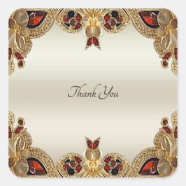 Golden Flowers Red Edelsteen Seal Sticker