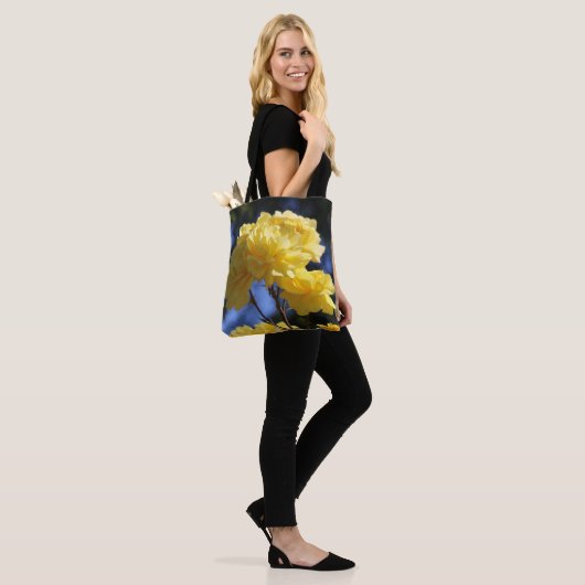 Golden Flowers Rozen Schattige Foto Tote Bag (Op model)