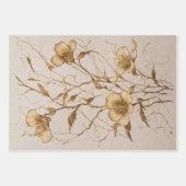 Golden Flowers Trio - Decoupage - Inpakpapier Vel (Voorkant 2)
