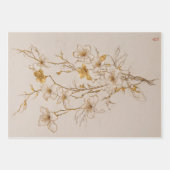 Golden Flowers Trio - Decoupage - Inpakpapier Vel (Voorkant)