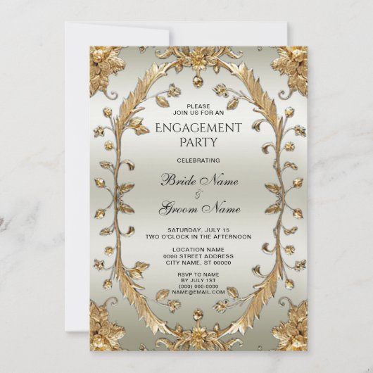 Golden  Flowers Verloving Kaart (Voorkant)