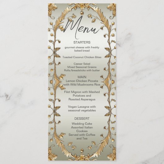 Golden  Flowers Wedding Menu (Voorkant)