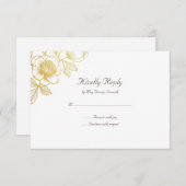 Golden Flowers Wedding RVSP Kaart (Voorkant / Achterkant)