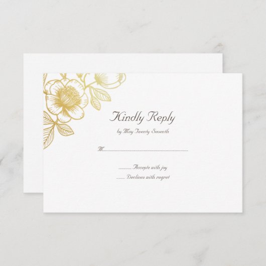 Golden Flowers Wedding RVSP Kaart (Voorkant / Achterkant)