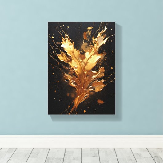 Golden flux metallic splash canvas afdruk (Insitu (Houten vloer))