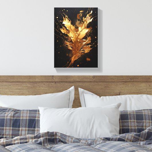 Golden flux metallic splash canvas afdruk (Insitu (Slaapkamer))