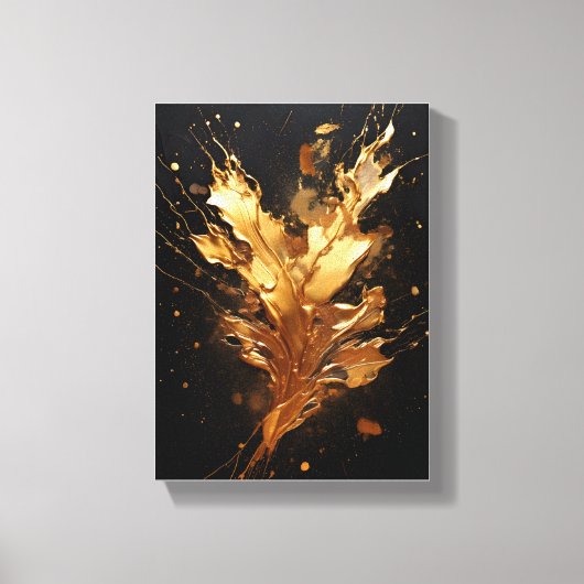 Golden flux metallic splash canvas afdruk (Voorkant)