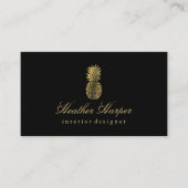 Golden Foil Pineapple Script Visitekaartje Black (Voorkant)