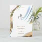 Golden Foil Texture Elegant Wedding Invitation Kaart (Staand voorkant)
