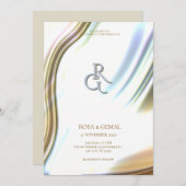 Golden Foil Texture Elegant Wedding Invitation Kaart (Voorkant / Achterkant)