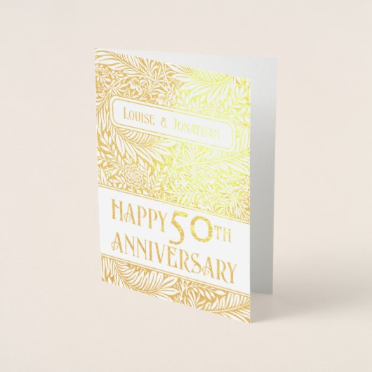 Golden Foliage 50e bruiloft Jubileum Echt Folie Kaarten (Voorkant)