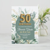 Golden Foliage 50ste verjaardag Kaart (Staand voorkant)
