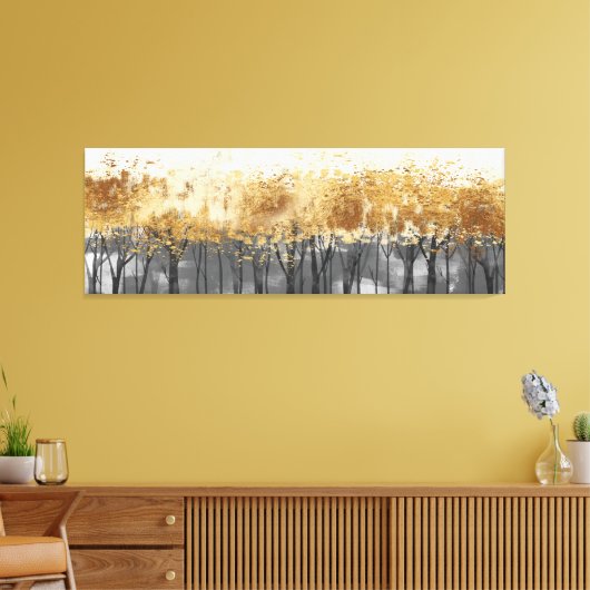 Golden Foliage Abstracte kunst Canvas Afdruk (Insitu (Woonkamer))