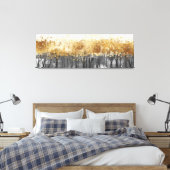 Golden Foliage Abstracte kunst Canvas Afdruk (Insitu (Slaapkamer))