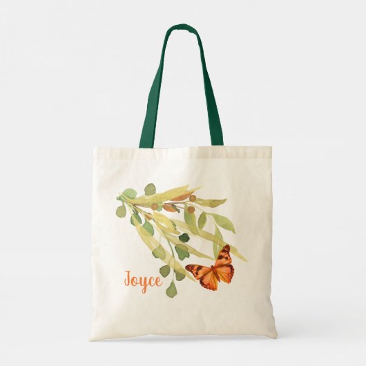 Golden Foliage met een Oranje vlinder Tote Bag (Achterkant)