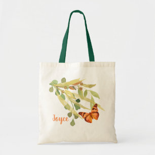 Golden Foliage met een Oranje vlinder Tote Bag