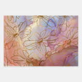 Golden Folie Flowers op Pastel Abstract Inpakpapier Vel (Voorkant)