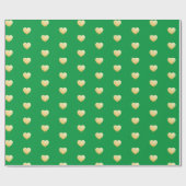 Golden Folie Hearts Pattern on Green Cadeaupapier (Vlak)