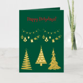 Golden Folie kerstbomen Eenvoudig Elegant Folie Wenskaart (Voorkant)