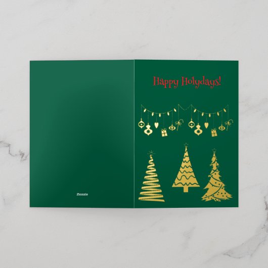 Golden Folie kerstbomen Eenvoudig Elegant Folie Wenskaart (Buiten Laag)