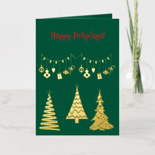 Golden Folie kerstbomen Eenvoudig Elegant Wenskaart