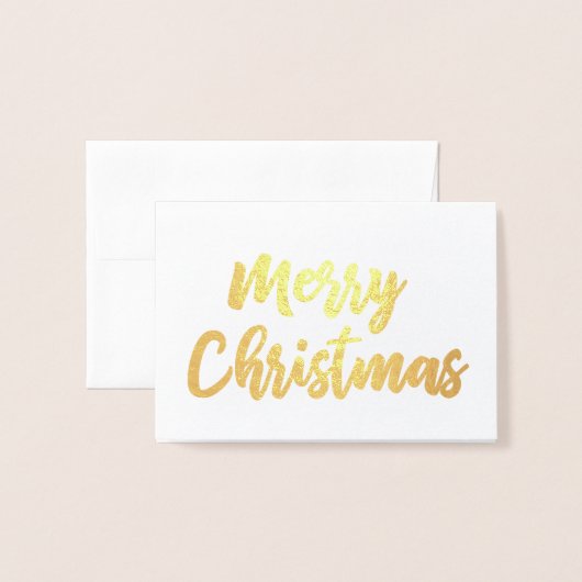Golden Folie Merry Christmas Script Typografie Folie Kaarten (Voorkant met envelop)