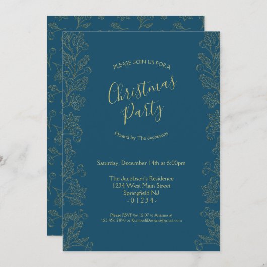 Golden Folie Winter Berries Kaart (Voorkant / Achterkant)