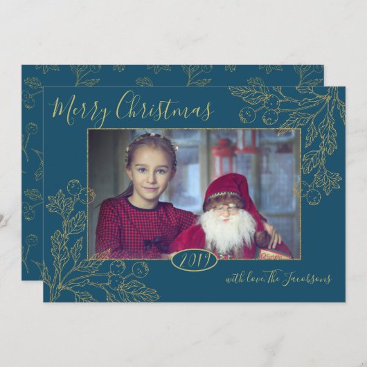 Golden Folie Winterbessen Foto Kaart (Voorkant / Achterkant)