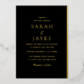 Golden Folie Zwart & Goud Modern Huwelijk Folie Uitnodiging (Voorkant)