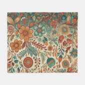 Golden Folk Art Tapestry Fleect Deken (Voorkant (Horizontaal))