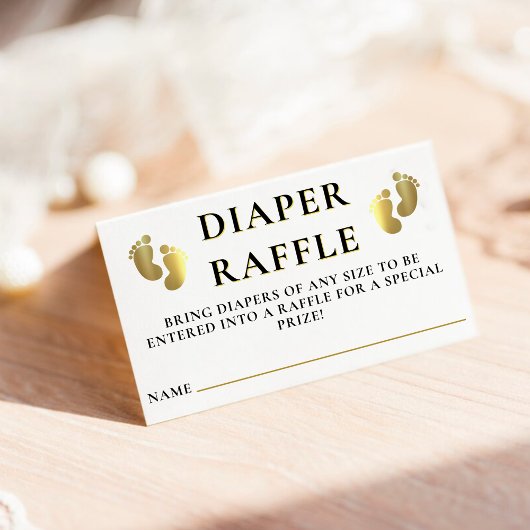 Golden Footprint Luier Raffle Baby shower Informatiekaartje