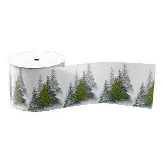 Golden Forest Glow Christmas Ribbon Grosgrain Lint