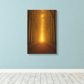 Golden Forest Path bij zonsondergang Canvas Afdruk (Insitu (Houten vloer))