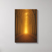 Golden Forest Path bij zonsondergang Canvas Afdruk (Voorkant)