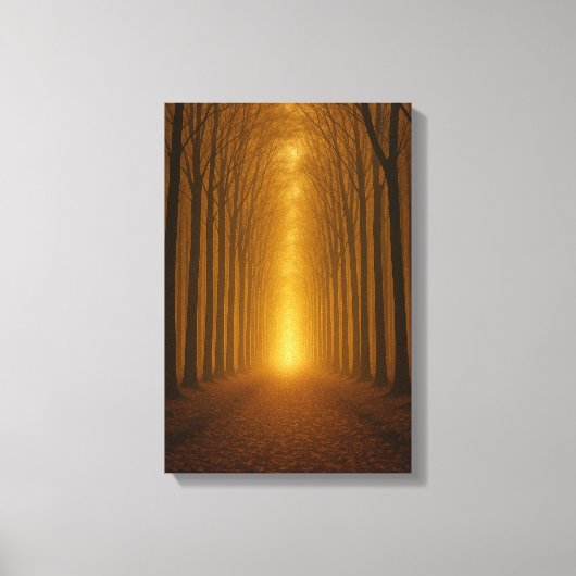 Golden Forest Path bij zonsondergang Canvas Afdruk (Voorkant)