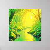 Golden Forest Stream Peaceful Art Canvas Afdruk (Voorkant)