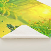 Golden Forest Stream Peaceful Art Sherpa Deken (3/4)