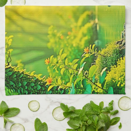 Golden Forest Stream Peaceful Art Theedoek (Gevouwen)