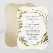 Golden Forest Wreath Wedding Invitation Kaart (Voorkant / Achterkant)