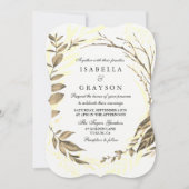 Golden Forest Wreath Wedding Invitation Kaart (Voorkant)