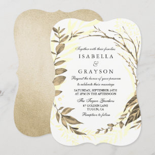 Golden Forest Wreath Wedding Invitation Kaart