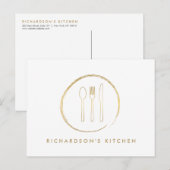 GOLDEN FORK SPOON KNIFE SKETCH LOGO for Catering Briefkaart (Voorkant / Achterkant)