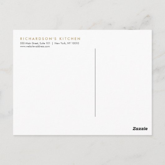 GOLDEN FORK SPOON KNIFE SKETCH LOGO for Catering Briefkaart (Achterkant)