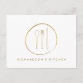 GOLDEN FORK SPOON KNIFE SKETCH LOGO for Catering Briefkaart (Voorkant)