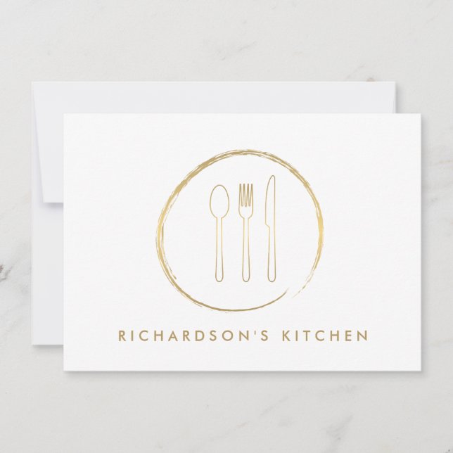 GOLDEN FORK SPOON KNIFE SKETCH LOGO voor catering (Voorkant)